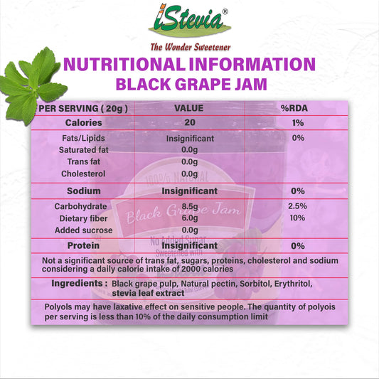 Black Grape & Mixed Fruit Jam With Real Fruit Pulp | 100% Natural | 180g