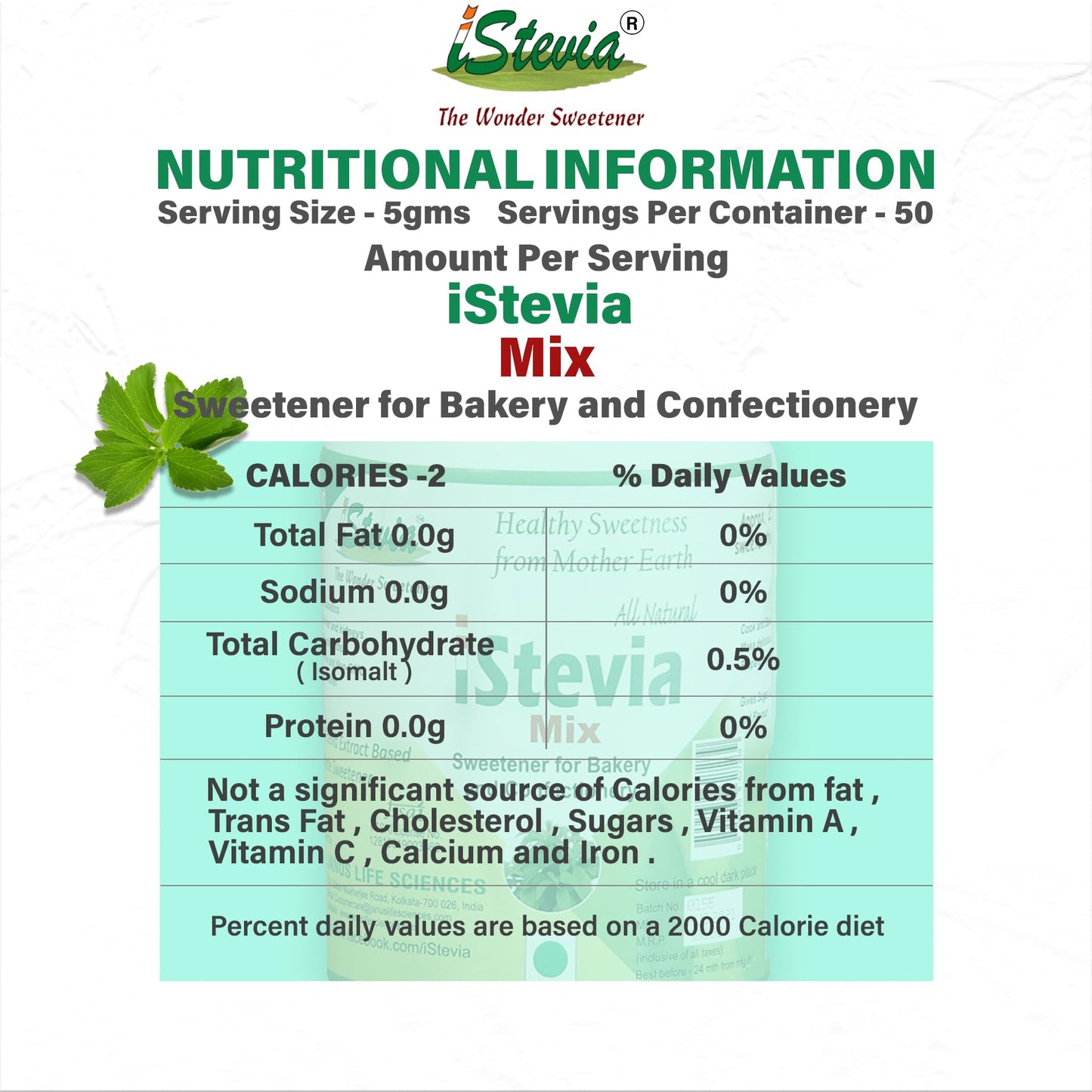 Sugar-Free Natural Stevia Sweetener Powder For Bakery & Confectionery | Specialty Sweeteners | 250g