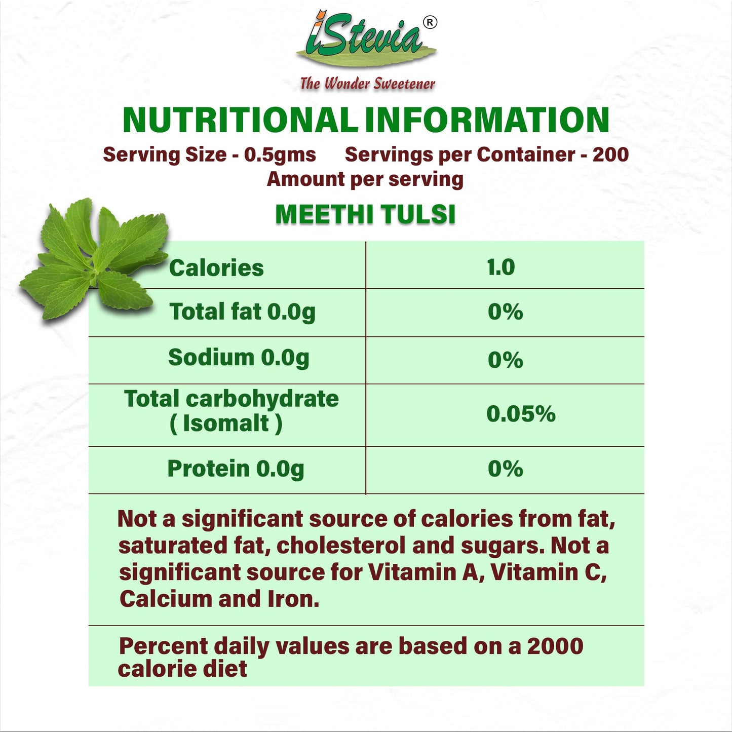 Meethi Tulsi Powder | Stevia Sweetened Everyday Sweetener | 100% Natural | Guilt Free Sweetness | Pack of 2