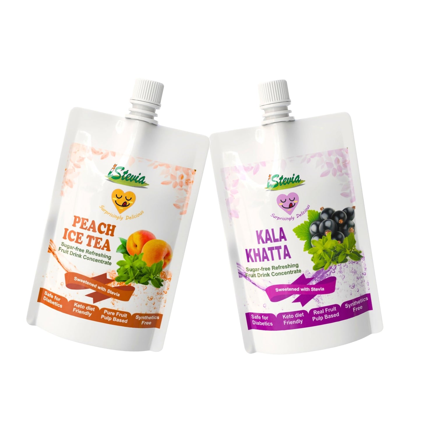 Kalakhatta & Peach Ice Combo | Fruit Juice Concentrate | 100% Natural | Sugar-Free Stevia Sweetened Juice | 200mL