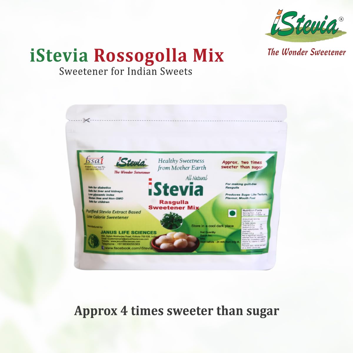 Rosogolla Mix | Specialty Sweeteners | Stevia Sweetened Formulated | Zero Calories | Vegan Diabetic Keto Friendly