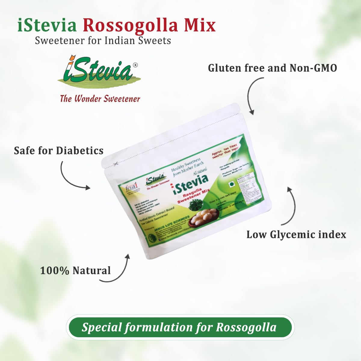 Rosogolla Mix | Specialty Sweeteners | Stevia Sweetened Formulated | Zero Calories | Vegan Diabetic Keto Friendly