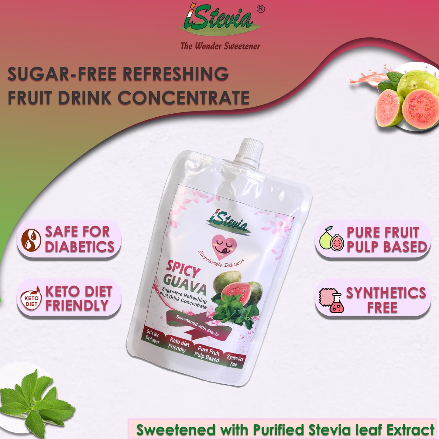 Spicy Guava | Fruit Juice Concentrate | 100% Natural | Zero Sugar Fruit Juice For Diabetics | 200mL