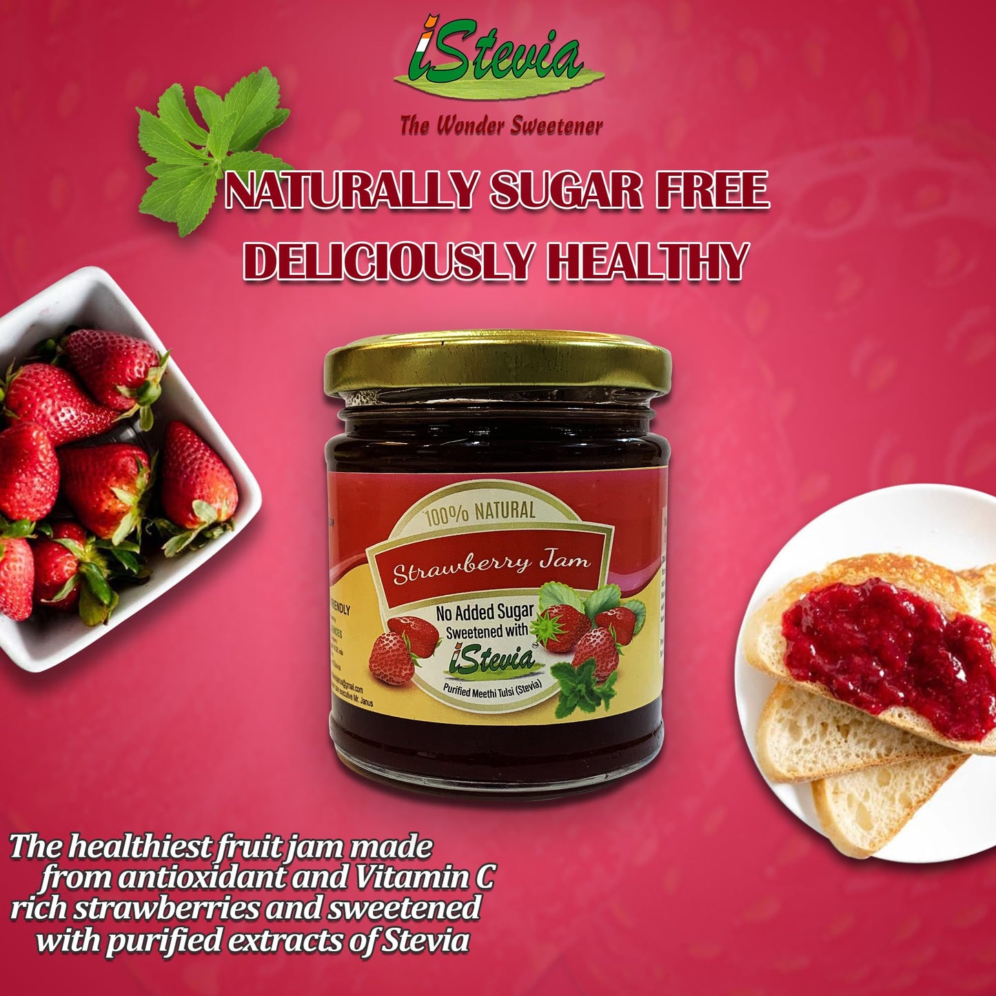 Strawberry & Black Grape Jam With Real Fruit Pulp | 100% Natural | 180g