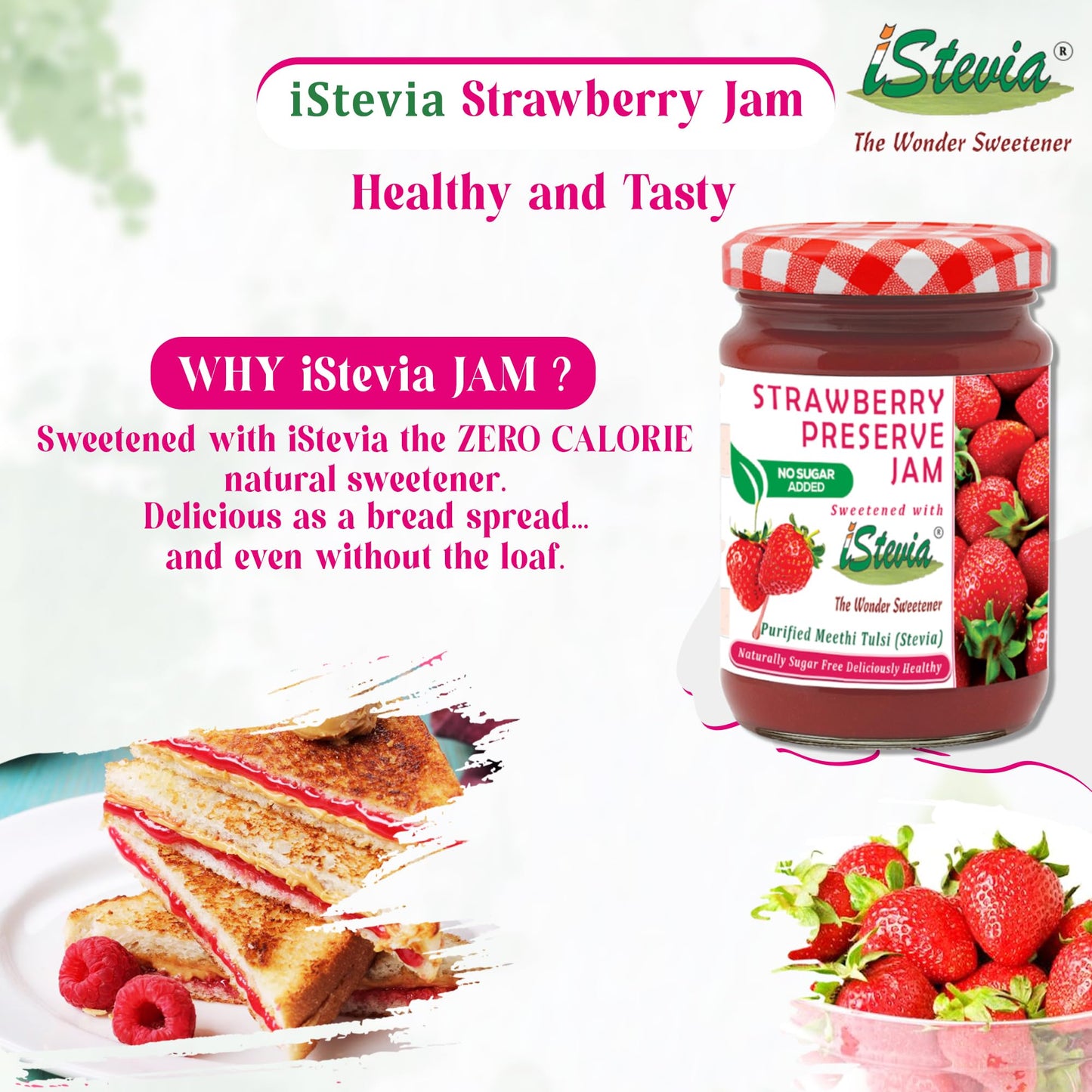 Strawberry Jam With Real Fruit Pulp | 100% Natural | Zero Added Sugar | 180g